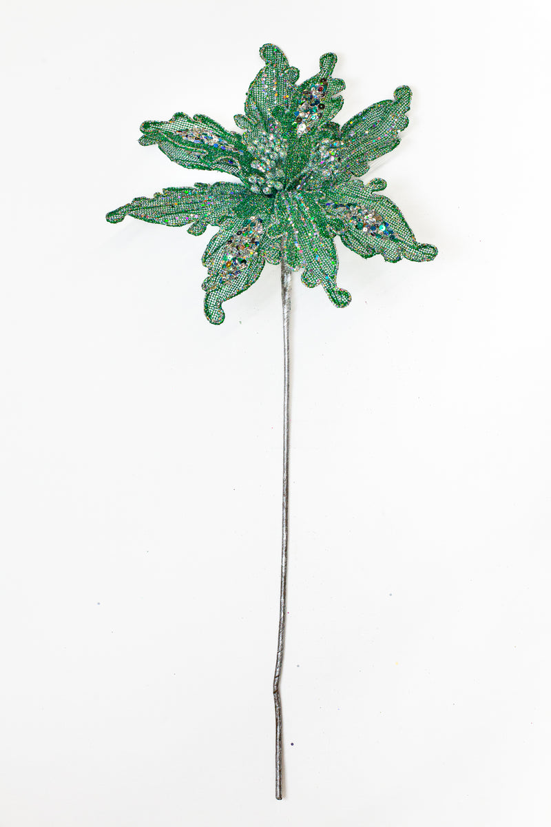 Juego de 6 poinsettias de encaje de 25"