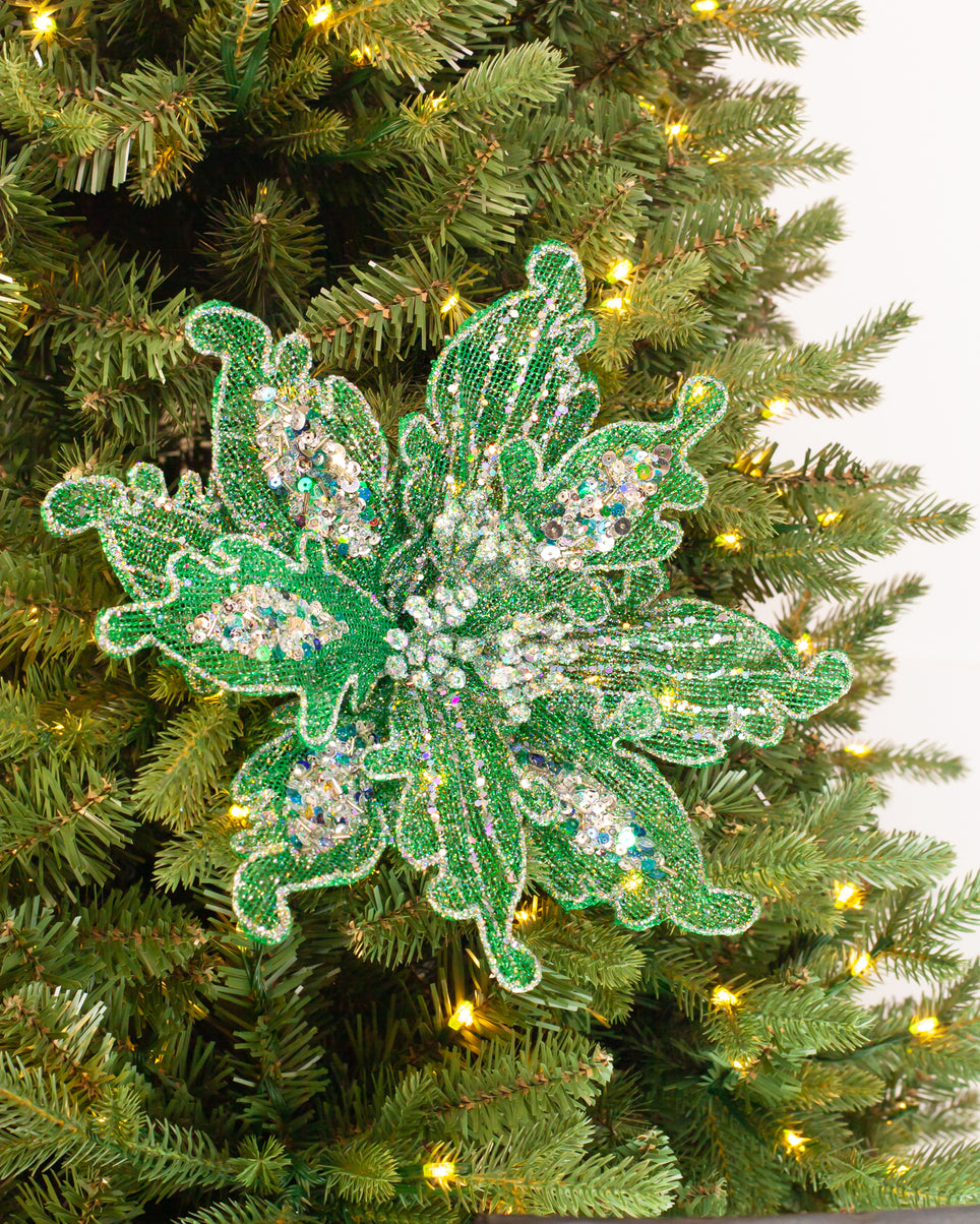 Juego de 6 poinsettias de encaje de 25"