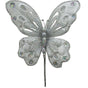 9" Silver Glitter Butterfly Set Of 6