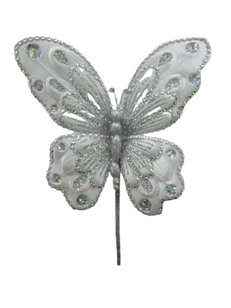 4 PC SET SILVER+MULTI COLOR BUTTERFLY+CRYSTAL PHOTO,PICTURE CLIPS-NEW IN  BOX