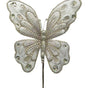 9" Platinum Glitter Butterfly Set Of 12