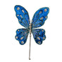 9" Blue Glitter Butterfly Set Of 6