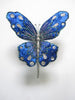 9" Blue Glitter Butterfly Pick Set Of 6