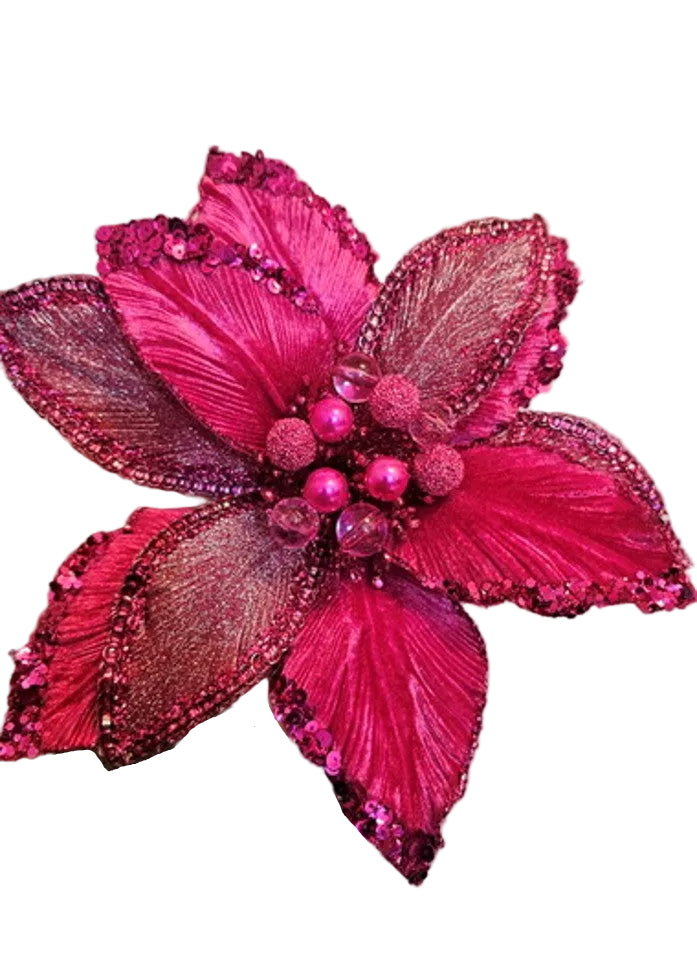 12" Poinsettia Stem Set Of 4