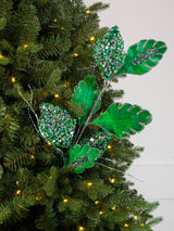 25" Sequin Leaf Branch Set Of 6