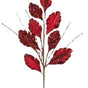 25" Red & Gold Sequin Leaf Set Of 6