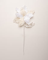 20" Pearl White Sequin Poinsettia Set Of 6