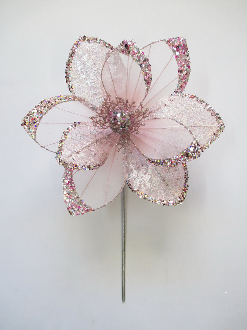 17" Glitter Hibiscus Set Of 6