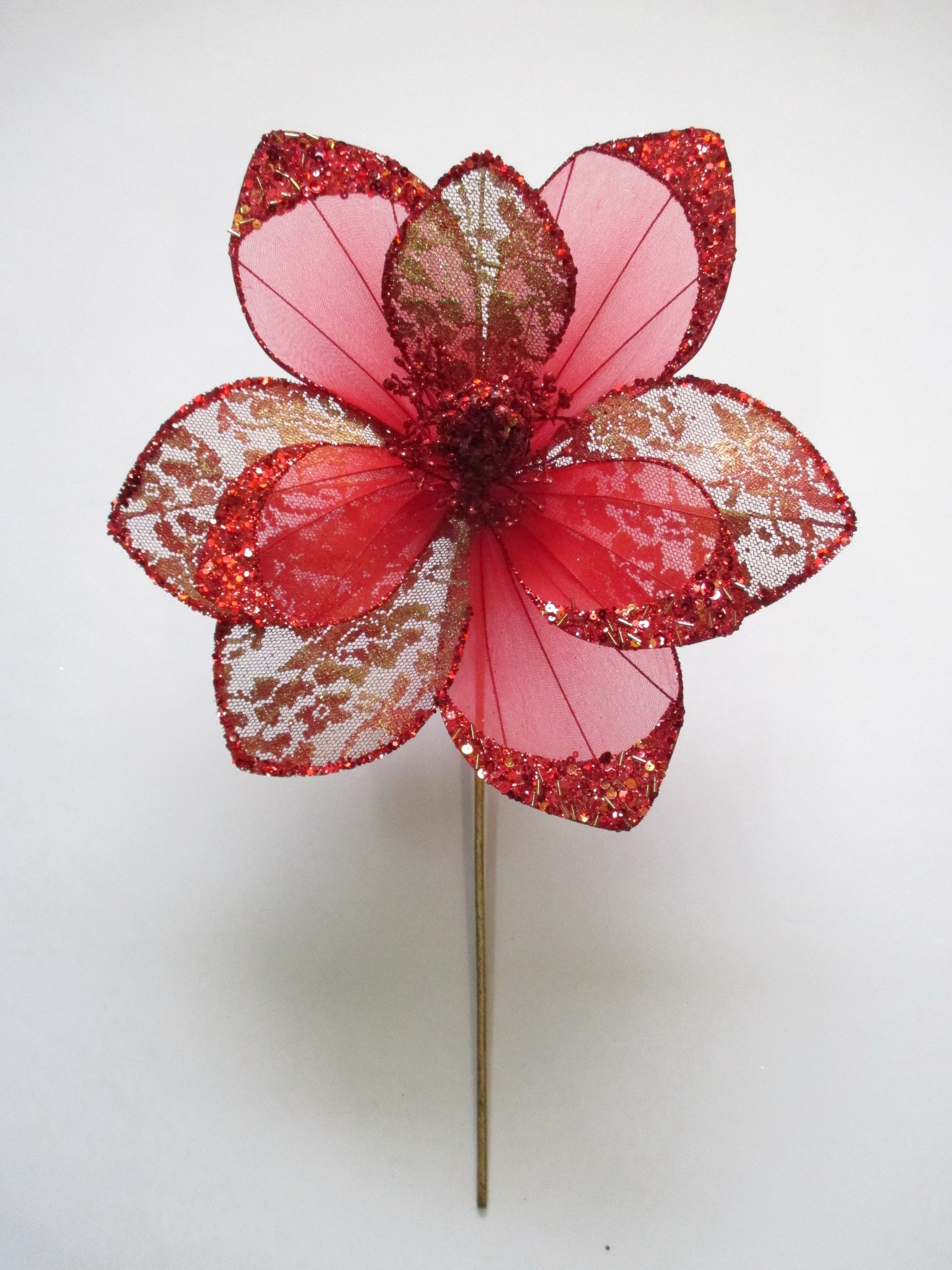 17" Glitter Hibiscus Set Of 6