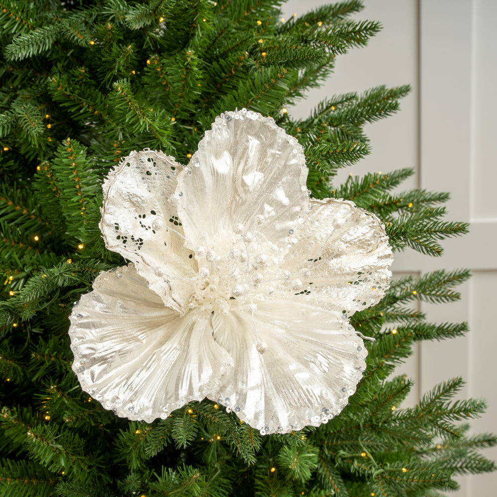 20" Pearl White Hibiscus Set Of 6