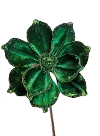 8" Green Velvet Magnolia Stem Set Of 6