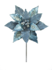 Decorative blue poinsettia flower with gemstones on a white background