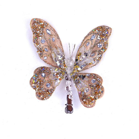 9" Platinum Gem Butterfly Clip Set Of 6