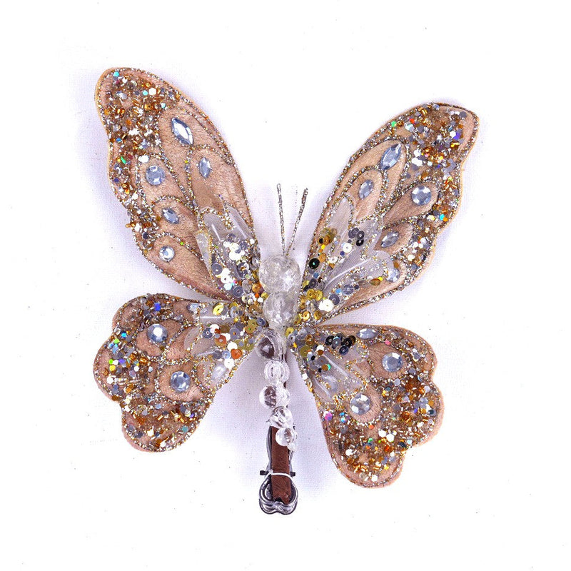 9" Platinum Gem Butterfly Clip Set Of 6