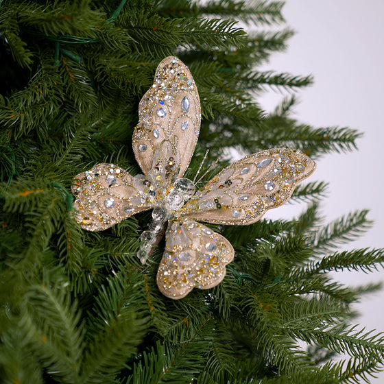 9" Platinum Gem Butterfly Clip Set Of 6