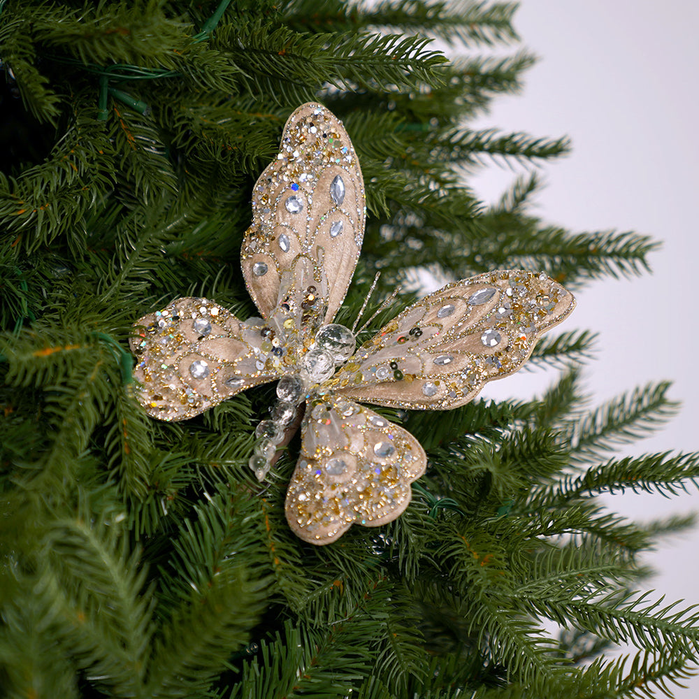 9" Platinum Gem Butterfly Clip Set Of 6
