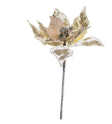 Juego de 2 poinsettias gigantes de color marfil de 20"