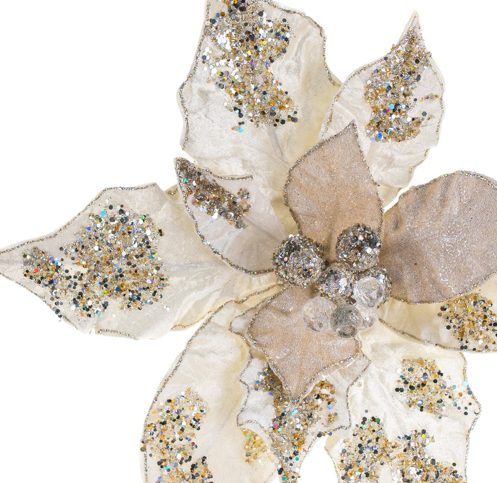 20" Ivory Giant Poinsettia Set Of 2