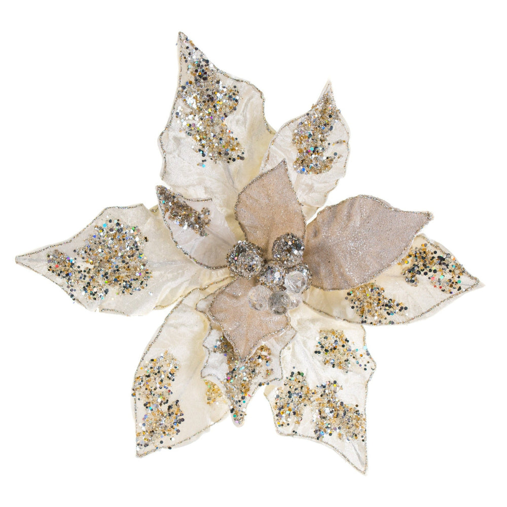 20" Ivory Giant Poinsettia Set Of 2