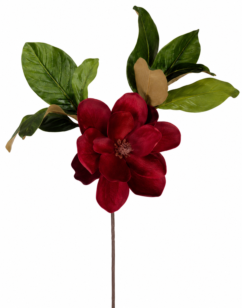 17" Red Magnolia Velvet Stem Set Of 2