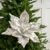 20" Silver Poinsettia Stem Set Of 2