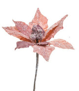 Decorative pink flower with glitter on a white background