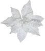 White glittery poinsettia flower on a white background