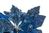 Blue glittery flower on a white background