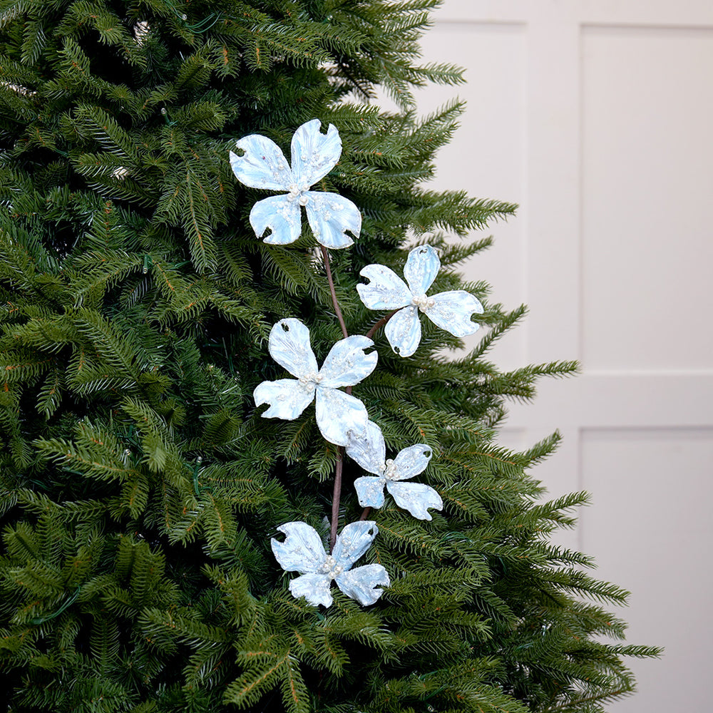 36" Soft Blue Dogwood Spray Set of 4