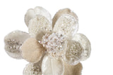 Decorative flower with pearls and beads on a white background