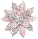 Juego de 6 clips de flor de pascua rosa de 9"