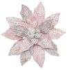 Juego de 6 clips de flor de pascua rosa de 9"