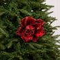 18" Christmas Red Rose Set Of 6