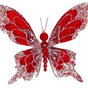 7" Red Icy Butterfly Clip Set Of 6