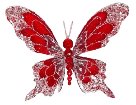 Juego de 6 clips de mariposa helada roja de 7"