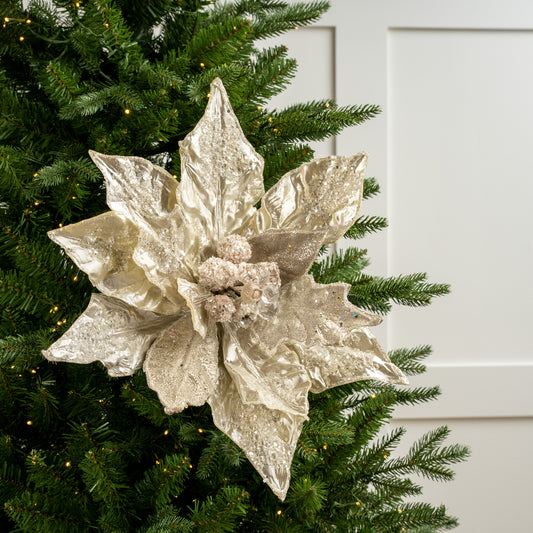 20" Icy Poinsettia Set Of 2