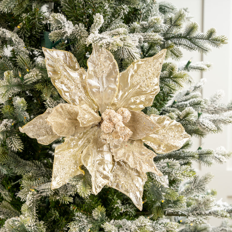 Juego de 2 poinsettias heladas de 20"