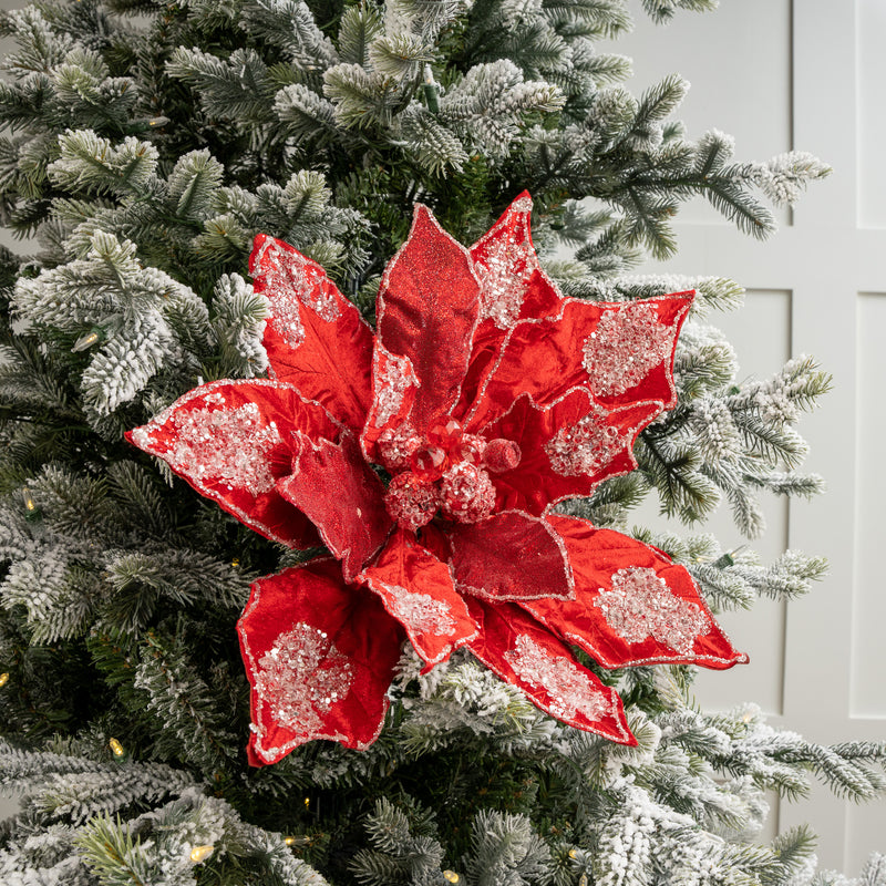 Juego de 2 poinsettias heladas de 20"