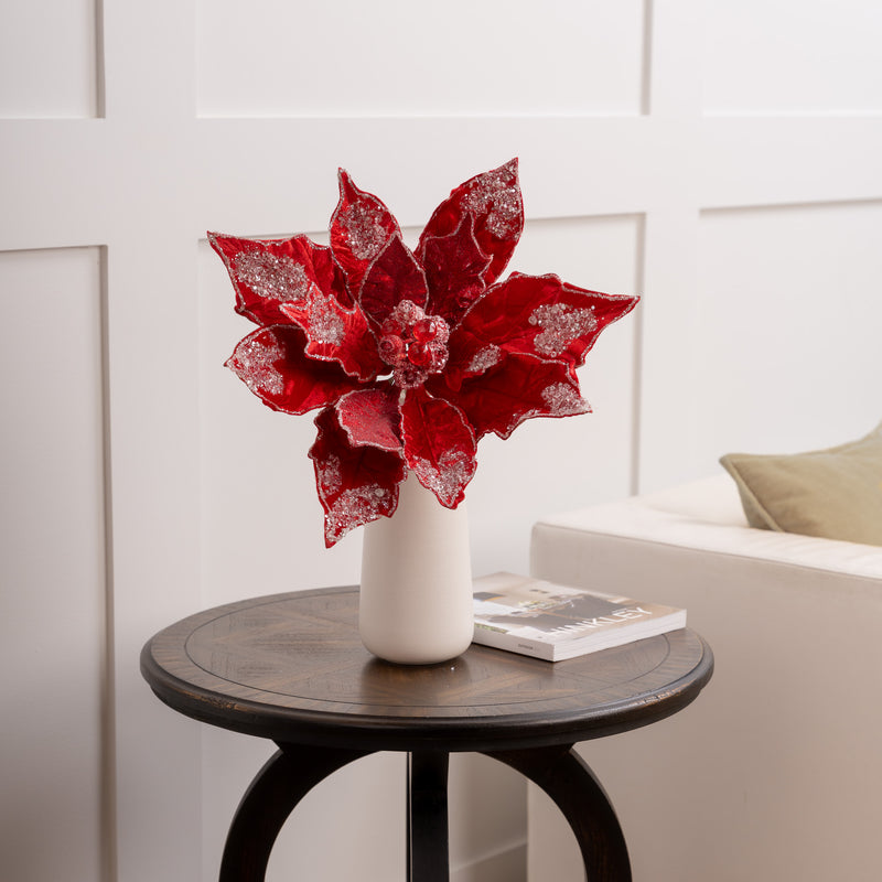 Juego de 2 poinsettias heladas de 20"