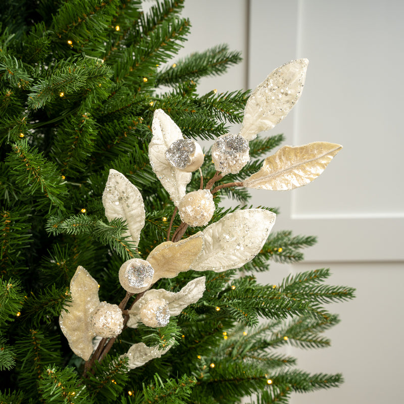 30" Icy White Mini Pomegranate Leaf Spray Set Of 6