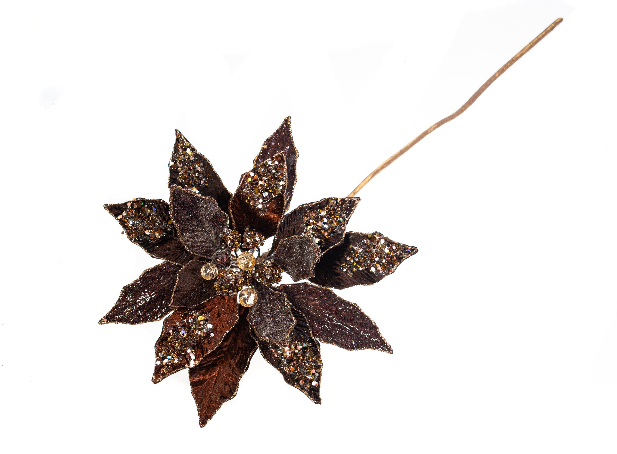 18" Dark Oak Poinsettia Stem Set Of 6