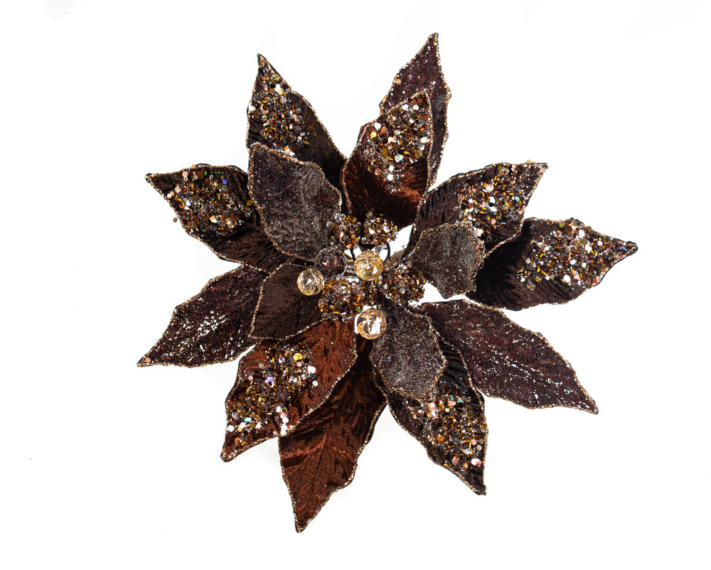18" Dark Oak Poinsettia Stem Set Of 6
