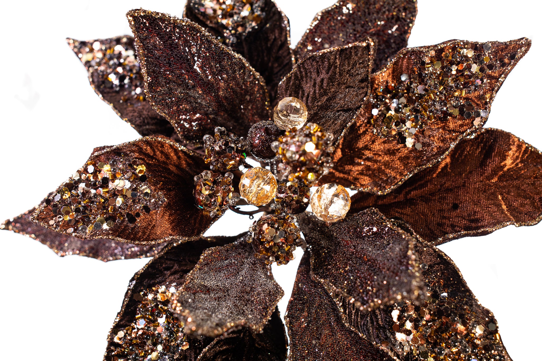 18" Dark Oak Poinsettia Stem Set Of 6