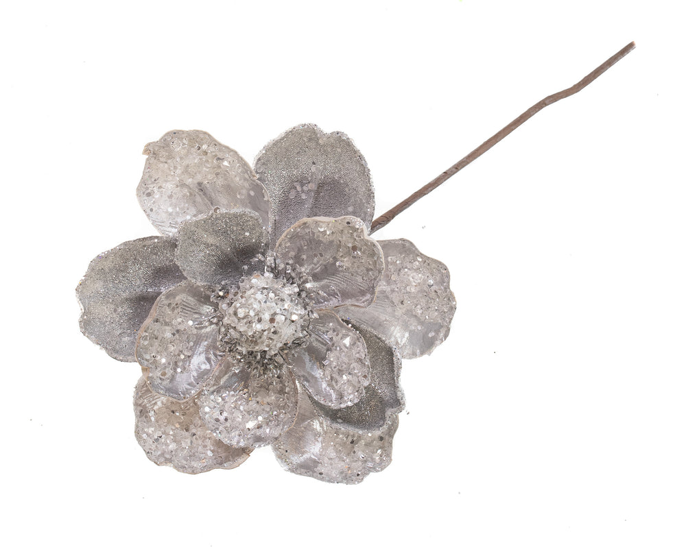 18" Silver Icy Magnolia Stem Set Of 6