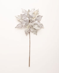 18" Icy Poinsettia Stem Set Of 6