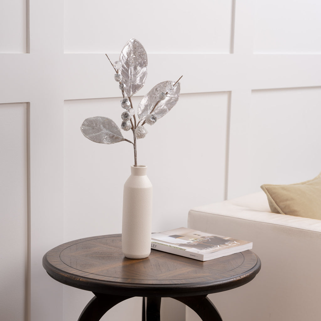 Juego de 6 hojas de magnolia plateadas y heladas de 24"