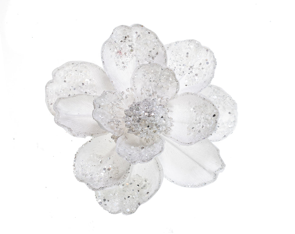 18" Icy White Magnolia Stem Set Of 6