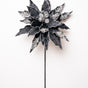 18" Black & Silver Poinsettia Set Of 2