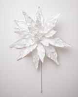 18" Arctic White Poinsettia Stem Set Of 2