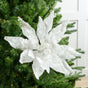 18" Arctic White Poinsettia Stem Set Of 2